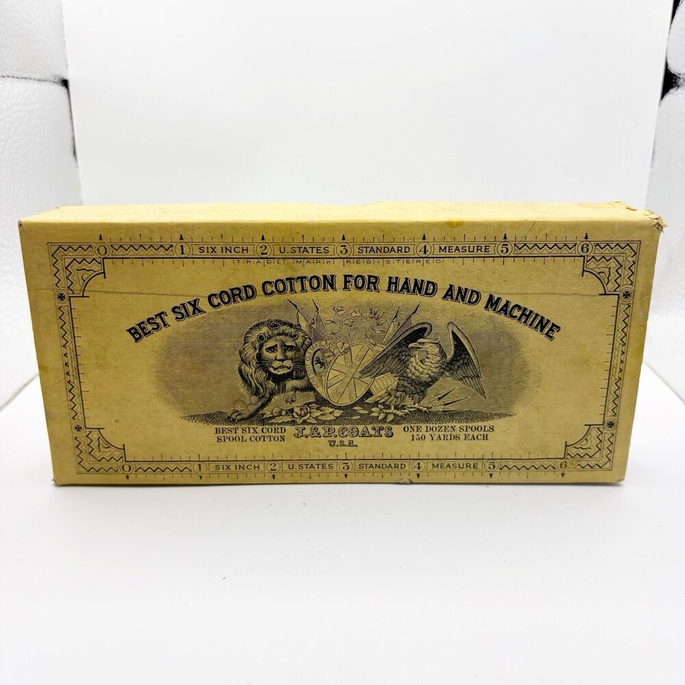 Vintage 1800S JP Coats Thread Advertising Box With Floss Vignette Cottagecore